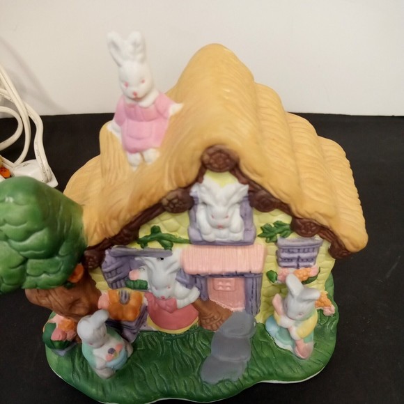 NCL‎ Easter Rabbit House East Holiday Decoration Ceramic China working light - Picture 3 of 10